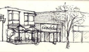 Original Sketch, Candelas Restaurant, Pilot Pen on Paper Original Sketch, Candelas Restaurant, Pilot Pen on Paper
