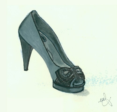 Amina's BCBG Shoe. Ink and watercolor. Sept. 19, 2009 Amina's BCBG Shoe. Ink and watercolor. Sept. 19, 2009