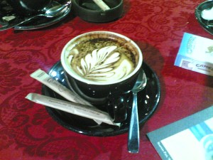 Cappuccino a Giubbe Rosse. Piazza Repubblica. Firenze. Photograph. Nokia phone. 2007