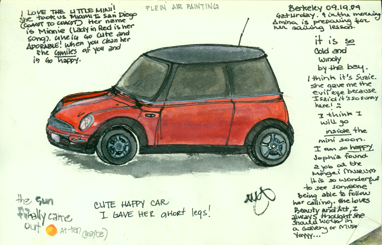 Her Lady in Red. Ink and Watercolor. Sept.19,2009