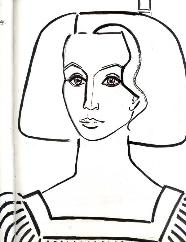 francoise_gilot_selfportrai_small Francoise Gilot (Picasso's Mistress), Self- Portrait. Copy. Ink on Paper. I saw this at the San Diego Museum of Art, and needed to have it.