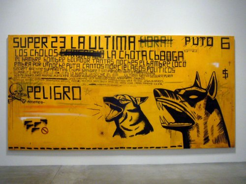 Ghost Dogs. Acrylic and mixed media on wood. Date Farmers, 2010