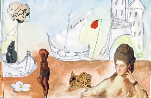 Drawing: Gianni Aiello, Collage: Miti Aiello. February 13, 2011