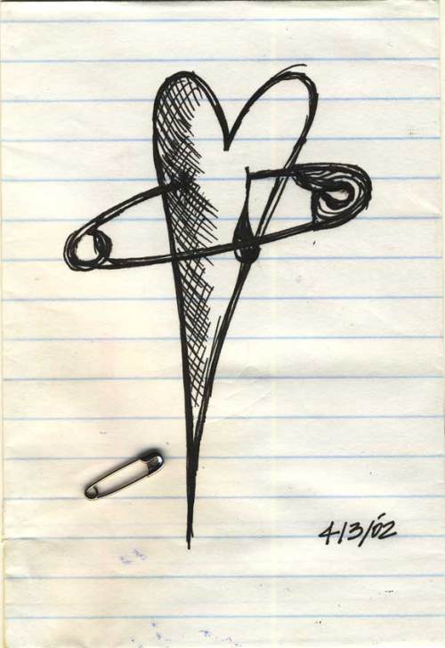 How to pin a heart to a sleeve. Ink on Paper. 2002