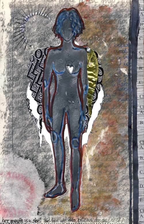 Collage. Graphite, Ink, found printed material. December 2013