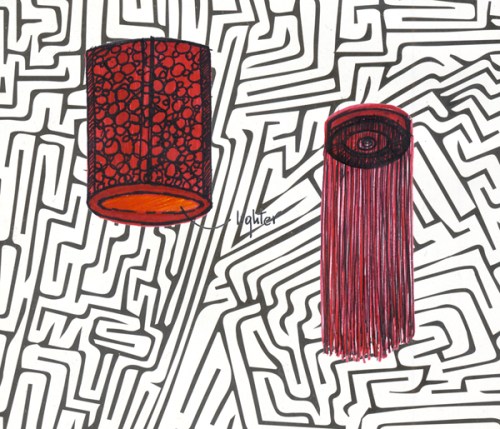 Luminaires- Café Lulu. San Diego, May 9, 2014. Ink, marker, digital collage.